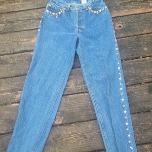 Vintage 90s Levi's Jeans Star and Music Embellishments Rare Size 7